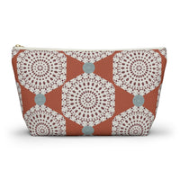 Lace Hexagon Accessory Pouch w T-bottom in Orange